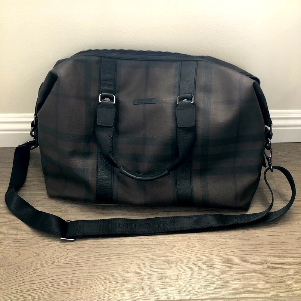 Dark Brown and Black Plaid Briefcase Bag